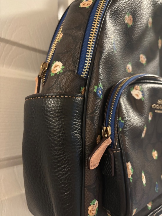 Coach Court Bookbag Brown w/Flowers & Side Pockets main image 13